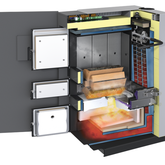 Stückholzkessel Schnitt